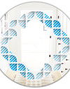 3D White and Blue Pattern II - Modern Round or Oval Wall Mirror - Quatrefoil