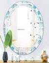 3D White and Blue Pattern II - Modern Round or Oval Wall Mirror - Triple C