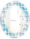 3D White and Blue Pattern II - Modern Round or Oval Wall Mirror - Triple C