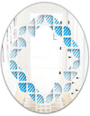 3D White and Blue Pattern II - Modern Round or Oval Wall Mirror - Quatrefoil