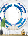 Retro Floral Pattern X - Modern Round or Oval Wall Mirror - Space