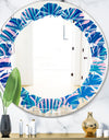 Retro Floral Pattern X - Modern Round or Oval Wall Mirror - Leaves