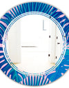 Retro Floral Pattern X - Modern Round or Oval Wall Mirror - Triple C
