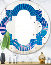 Retro Floral Pattern X - Modern Round or Oval Wall Mirror - Quatrefoil
