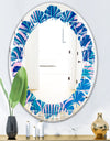 Retro Floral Pattern X - Modern Round or Oval Wall Mirror - Leaves