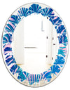 Retro Floral Pattern X - Modern Round or Oval Wall Mirror - Leaves