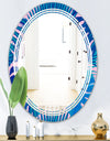 Retro Floral Pattern X - Modern Round or Oval Wall Mirror - Triple C