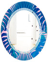 Retro Floral Pattern X - Modern Round or Oval Wall Mirror - Triple C