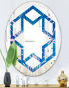 Retro Floral Pattern X - Modern Round or Oval Wall Mirror - Hexagon Star