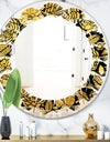 Golden Floral II - Modern Round or Oval Wall Mirror - Leaves