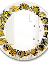 Golden Floral II - Modern Round or Oval Wall Mirror - Leaves