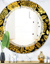 Golden Floral II - Modern Round or Oval Wall Mirror - Triple C