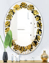 Golden Floral II - Modern Round or Oval Wall Mirror - Leaves