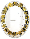 Golden Floral II - Modern Round or Oval Wall Mirror - Leaves
