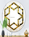 Golden Floral II - Modern Round or Oval Wall Mirror - Hexagon Star