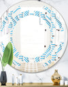 3D White and Light Blue Pattern II - Modern Round or Oval Wall Mirror - Space