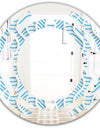 3D White and Light Blue Pattern II - Modern Round or Oval Wall Mirror - Space