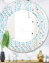 3D White and Light Blue Pattern II - Modern Round or Oval Wall Mirror - Wave