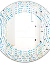 3D White and Light Blue Pattern II - Modern Round or Oval Wall Mirror - Wave
