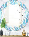 3D White and Light Blue Pattern II - Modern Round or Oval Wall Mirror - Triple C