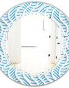 3D White and Light Blue Pattern II - Modern Round or Oval Wall Mirror - Triple C