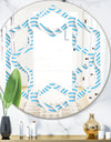3D White and Light Blue Pattern II - Modern Round or Oval Wall Mirror - Hexagon Star