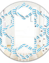3D White and Light Blue Pattern II - Modern Round or Oval Wall Mirror - Hexagon Star