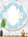 3D White and Light Blue Pattern II - Modern Round or Oval Wall Mirror - Quatrefoil