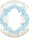 3D White and Light Blue Pattern II - Modern Round or Oval Wall Mirror - Quatrefoil