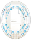 3D White and Light Blue Pattern II - Modern Round or Oval Wall Mirror - Space