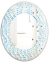 3D White and Light Blue Pattern II - Modern Round or Oval Wall Mirror - Wave