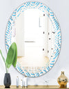 3D White and Light Blue Pattern II - Modern Round or Oval Wall Mirror - Triple C