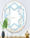 3D White and Light Blue Pattern II - Modern Round or Oval Wall Mirror - Hexagon Star