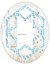 3D White and Light Blue Pattern II - Modern Round or Oval Wall Mirror - Hexagon Star