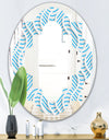 3D White and Light Blue Pattern II - Modern Round or Oval Wall Mirror - Quatrefoil