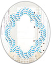 3D White and Light Blue Pattern II - Modern Round or Oval Wall Mirror - Quatrefoil