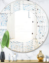 3D White and Light Blue Pattern I - Modern Round or Oval Wall Mirror - Wave
