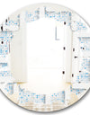 3D White and Light Blue Pattern I - Modern Round or Oval Wall Mirror - Leaves