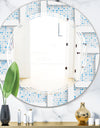 3D White and Light Blue Pattern I - Modern Round or Oval Wall Mirror - Triple C