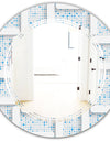 3D White and Light Blue Pattern I - Modern Round or Oval Wall Mirror - Triple C