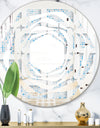 3D White and Light Blue Pattern I - Modern Round or Oval Wall Mirror - Whirl