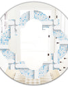 3D White and Light Blue Pattern I - Modern Round or Oval Wall Mirror - Quatrefoil