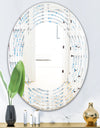 3D White and Light Blue Pattern I - Modern Round or Oval Wall Mirror - Wave
