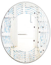 3D White and Light Blue Pattern I - Modern Round or Oval Wall Mirror - Wave
