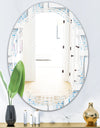 3D White and Light Blue Pattern I - Modern Round or Oval Wall Mirror - Triple C