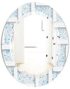 3D White and Light Blue Pattern I - Modern Round or Oval Wall Mirror - Triple C