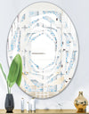 3D White and Light Blue Pattern I - Modern Round or Oval Wall Mirror - Whirl