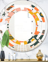 Botanical Retro Design II - Modern Round or Oval Wall Mirror - Space