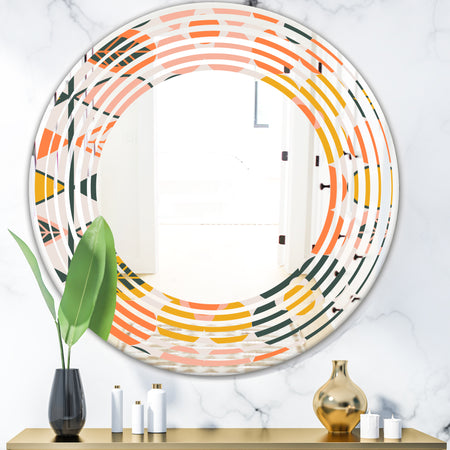 Botanical Retro Design II - Modern Round or Oval Wall Mirror - Wave