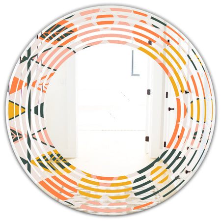 Botanical Retro Design II - Modern Round or Oval Wall Mirror - Wave
